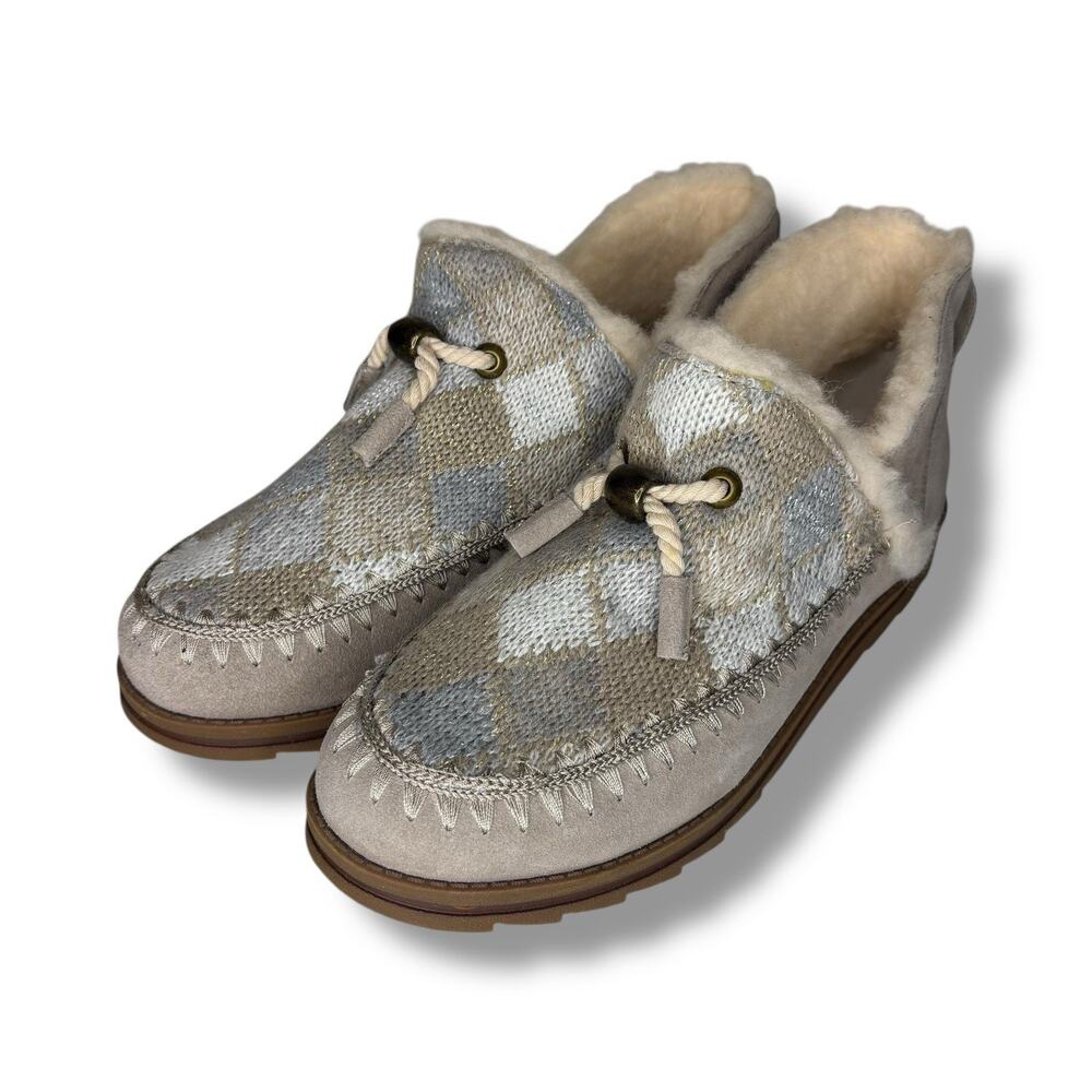 Muk Luks Size 11 Ziggy Wilshire Bootie House Shoe Beige Wool Blend Memory Foam